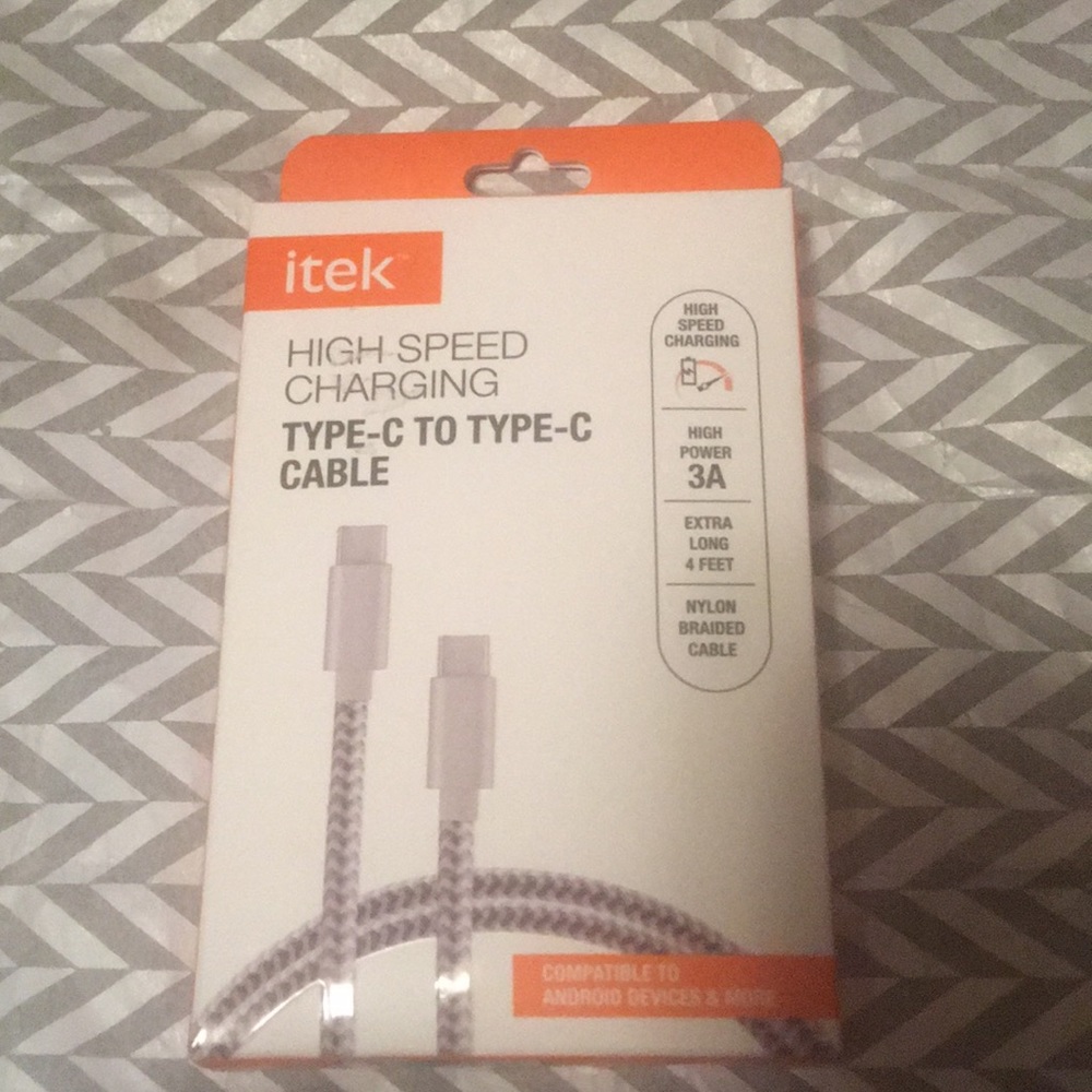 - Itek. High Speed Charging Tape C 2 Type C. 4ft Tough Nylon Braided USB Cable